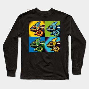 Veiled Chameleon Pop Art - Exotic Reptile Long Sleeve T-Shirt